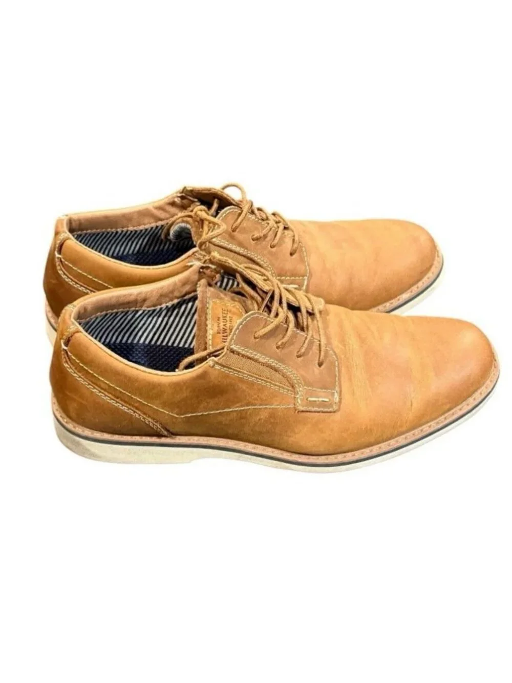 Nunn Bush Sz 9 Barklay Cognac Brown Plain Toe Oxford Casual Leather Shoes